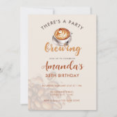A party is Brewing Coffee Any Age Birthday 招待状 (正面)