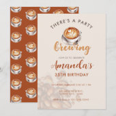 A party is Brewing Coffee Any Age Birthday 招待状 (正面/裏面)