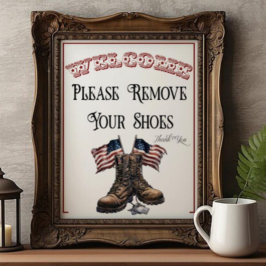 A Patriots Day Please Remove Shoes Sign ポスター