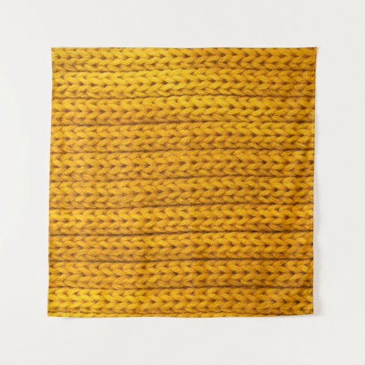 A pattern of yellow knitted fabric of yarn. タペストリー (正面)
