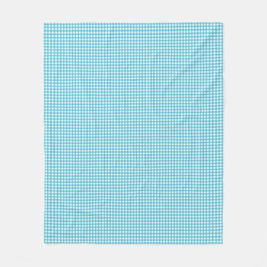 A patterned fabric with a blue and white gingham  フリースブランケット (正面)