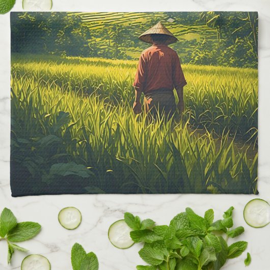 A Peaceful Harvest キッチンタオル (折り畳み)