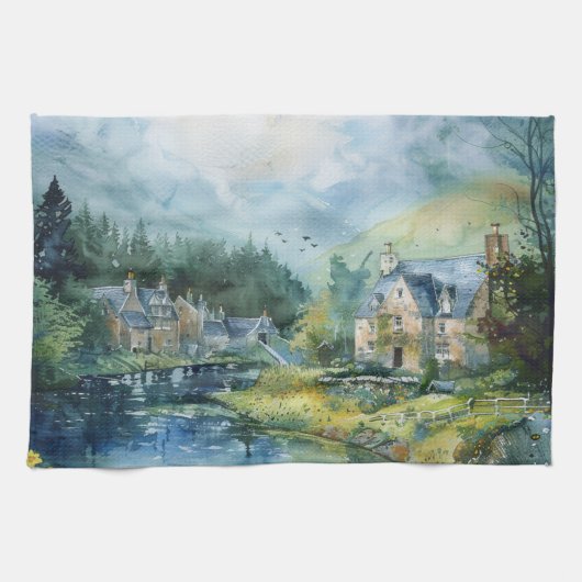 A Peaceful Scottish Village キッチンタオル (横)