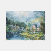 A Peaceful Scottish Village フリースブランケット (正面(横))