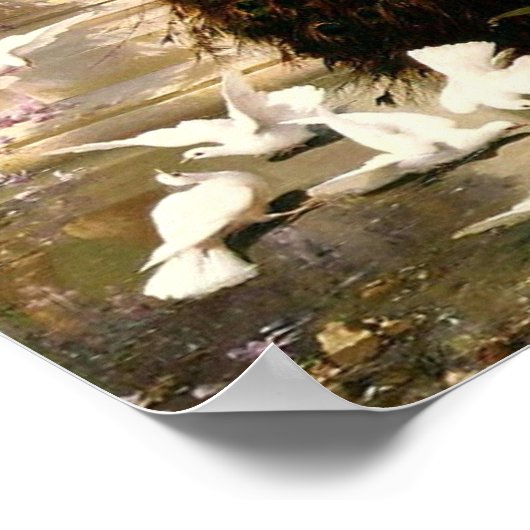 A Peacock And Doves In A Garden ca 1888 ポスター (角)