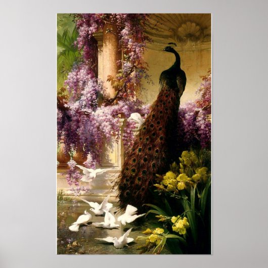 A Peacock And Doves In A Garden ca 1888 ポスター (正面)