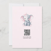 A Peanut on the Way Elephant Pink Baby Shower 招待状 (裏面)