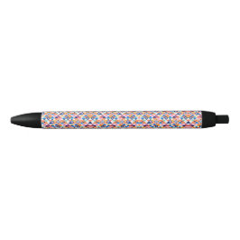 A pen with a colorful geometric pattern  黒ボールペン