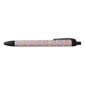 A pen with a colorful geometric pattern  黒ボールペン (トップ)