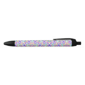 A pen with a vibrant floral pattern on its barrel  黒ボールペン (トップ)