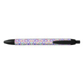 A pen with a vibrant floral pattern on its barrel  黒ボールペン (裏面)