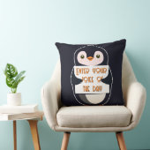 A penguin holding a sign with custom text クッション (椅子)