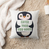 A penguin holding a sign with customizable text クッション (ブランケット)