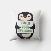 A penguin holding a sign with customizable text クッション (裏面)