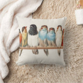 A Perch of Birdsヴィンテージフィンチイラストレーション, 1880 クッション (ブランケット)