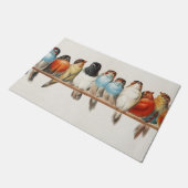 A Perch of Birdsヴィンテージフィンチイラストレーション, 1880 ドアマット (アングル)