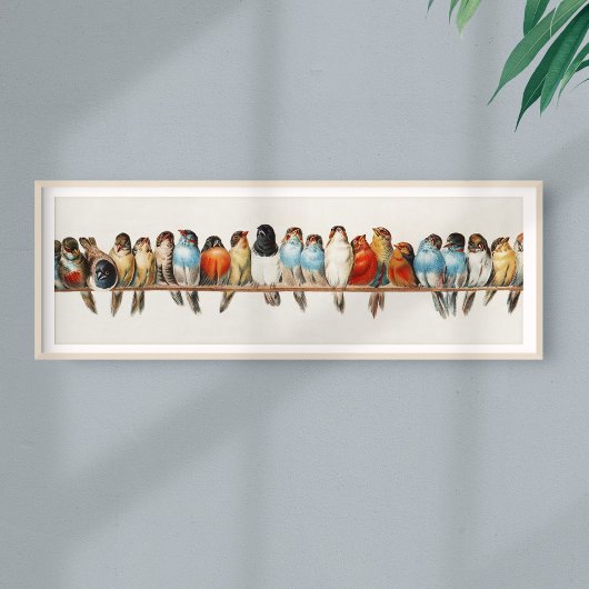 A Perch of Birdsヴィンテージフィンチイラストレーション, 1880 ポスター