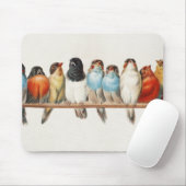 A Perch of Birdsヴィンテージフィンチイラストレーション, 1880 マウスパッド (マウス)