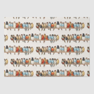 A Perch of Birdsヴィンテージフィンチイラストレーション, 1880 薄葉紙