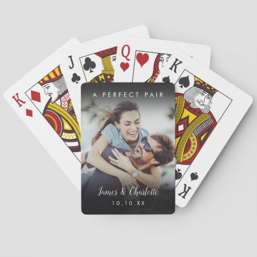 A Perfect Pair Name Date Couple Photo トランプ (裏面)