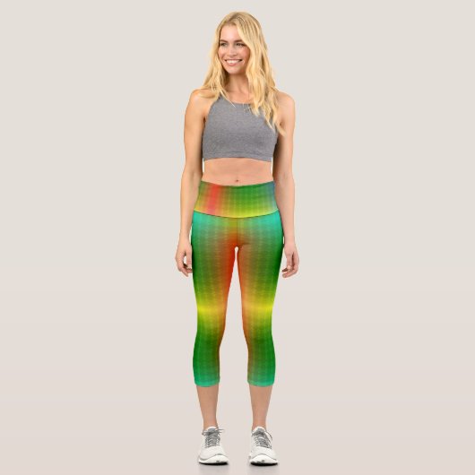 A person wearing vibrant, gradient leggings  カプリレギンス (正面)