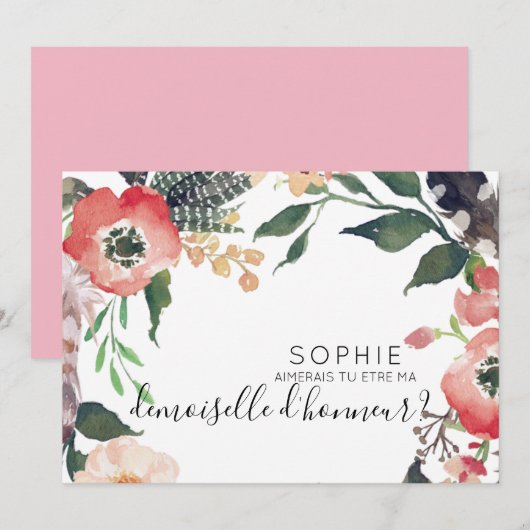 a personaliser invitation de demoiselle d'honneur 招待状 (正面/裏面)