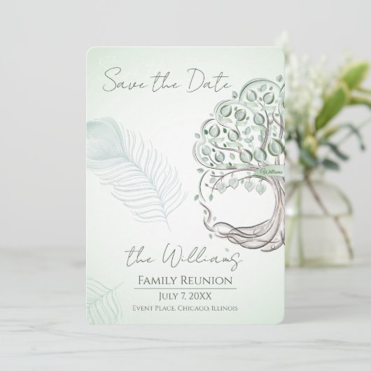 A personalized Family Tree Reunion Invitation 招待状 (スタンド正面)