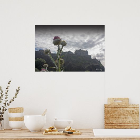 A photo poster print of Edinburgh Castle. ポスター (キッチン)