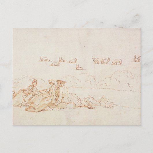 A Picnic: 2人の女性と1人の紳士(茶色の洗剤w ポストカード (正面)