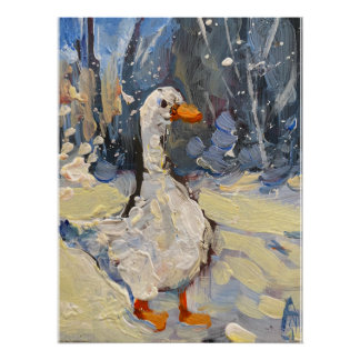 a picturesque goose in winter ポスター