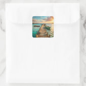 A Pier with Boats スクエアシール (バッグ)