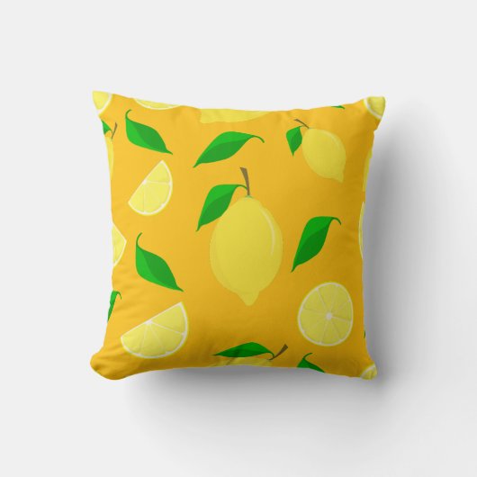 A pillow with a lemon pattern クッション (正面)