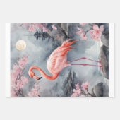 A pink flamingo in a japanese lake - Decoupage ラッピングペーパーシート (正面)