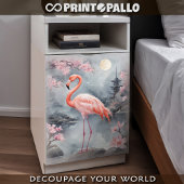 A pink flamingo in a japanese lake - Decoupage ラッピングペーパーシート