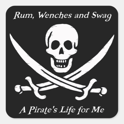 A Pirates Life black stickers – パック20 スクエアシール (正面)