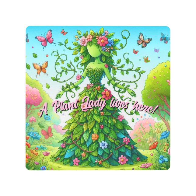 A plant lady lives here!  メタルプリント (正面)