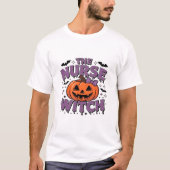 A playful design featuring a pumpkin witch with a  tシャツ (正面)