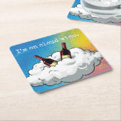 A playful pop-art coaster "On Cloud Wine" スクエアペーパーコースター (アングル)