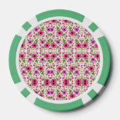 A poker chip with a floral pattern in pink  ポーカーチップ (裏面)