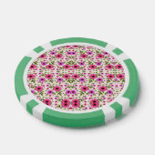 A poker chip with a floral pattern in pink  ポーカーチップ (シングル)