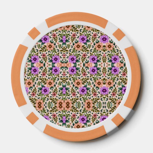 A poker chip with an intricate floral pattern ポーカーチップ (裏面)