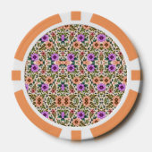A poker chip with an intricate floral pattern  ポーカーチップ (正面)