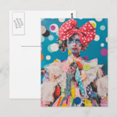 A Polka Dot Bow Fashion lady Collage ポストカード (正面/裏面)