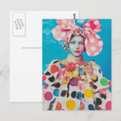 A Polka Dot Fashion lady Collage ポストカード (正面/裏面)