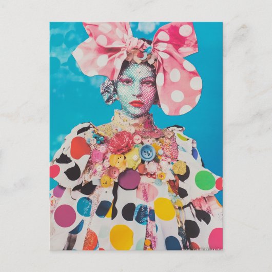 A Polka Dot Fashion lady Collage ポストカード (正面)