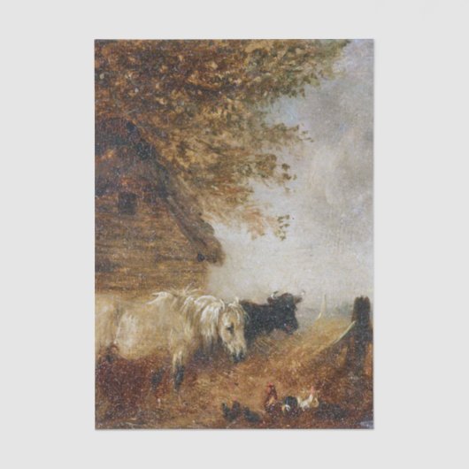 A Pony and a Cow by a Shed by Edmund Bristow 薄葉紙 (正面)