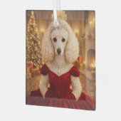 A Poodle Christmas Holiday  ガラスオーナメント (正面左)