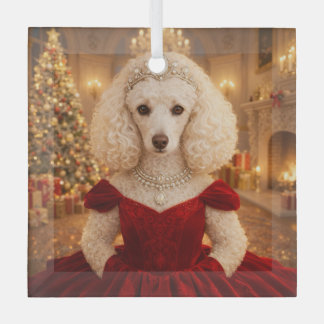 A Poodle Christmas Holiday  ガラスオーナメント