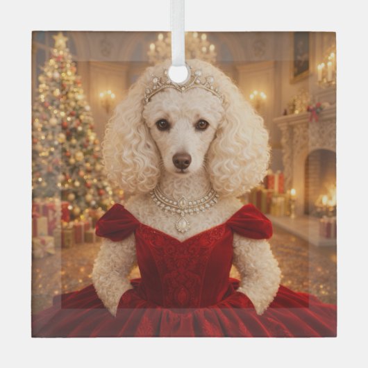 A Poodle Christmas Holiday  ガラスオーナメント (正面)