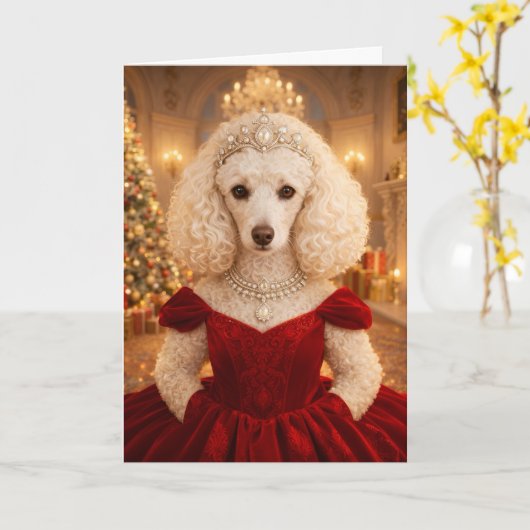 A Poodle Christmas Holiday Card カード (黄色い花)